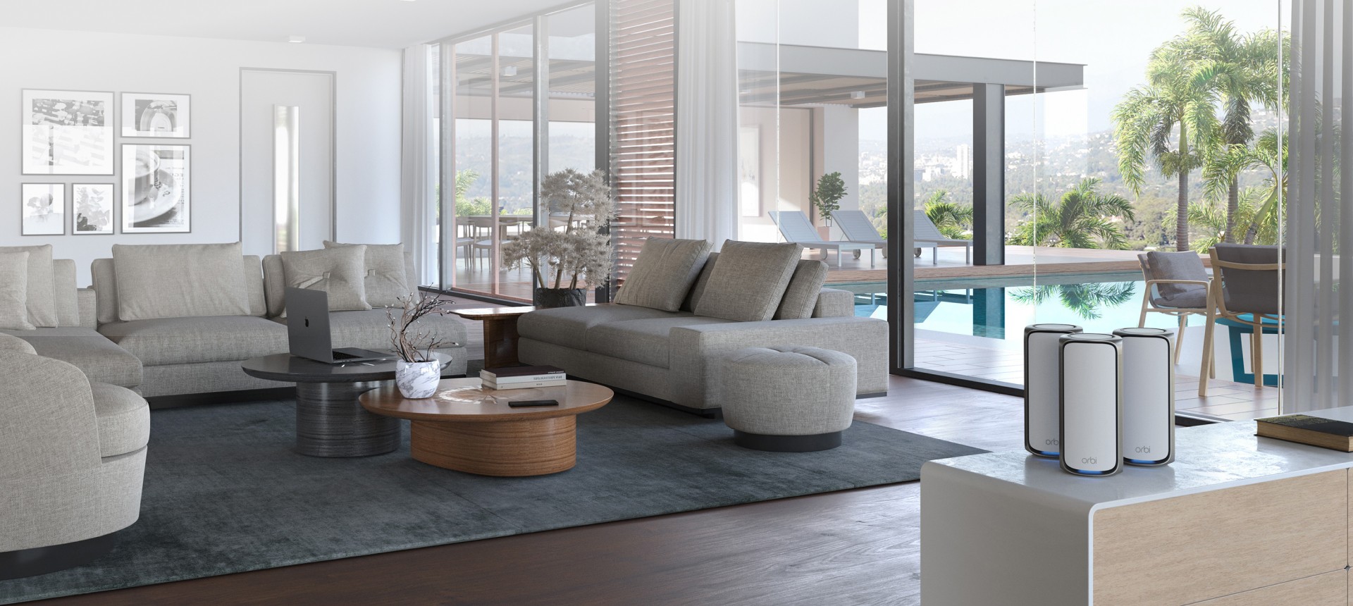 Orbi WiFi 7 mesh system in a modern home